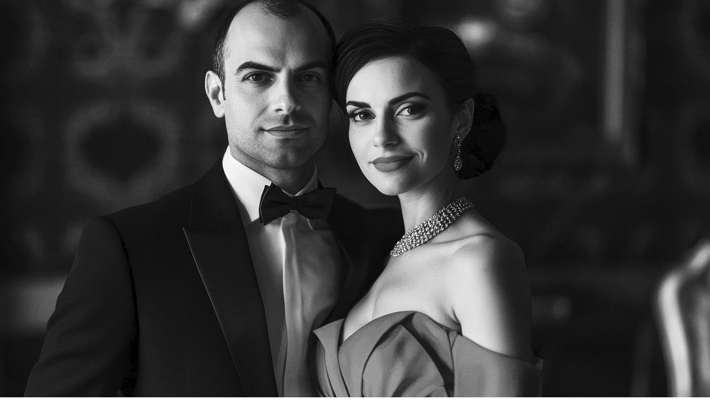 A couple in formalwear at a black-tie gala portrait session