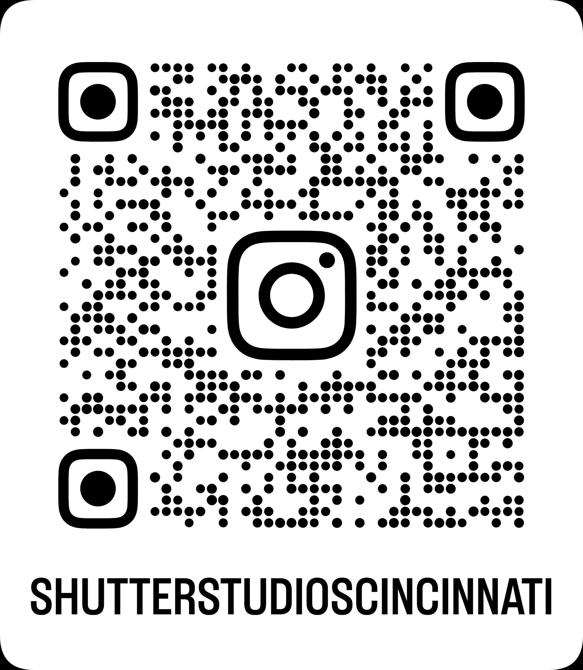 QR code linking to @shutterstudioscincinnati on Instagram